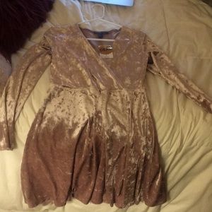 pink velvet dress